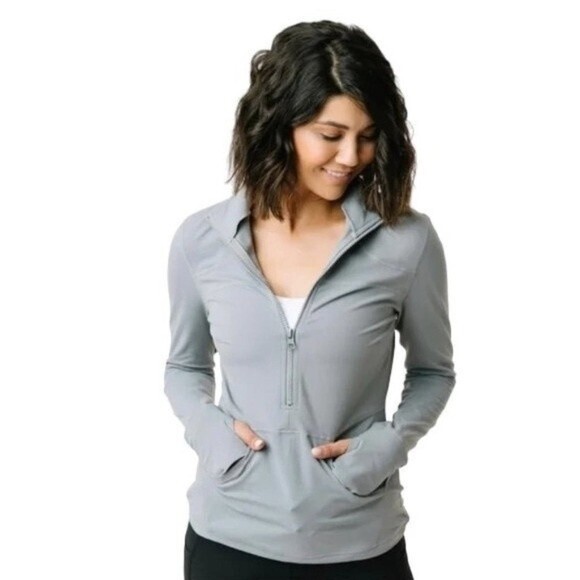 ZYIA Tops - ZYIA Active Grey Pocket 1/2 Zip Pullover 4X